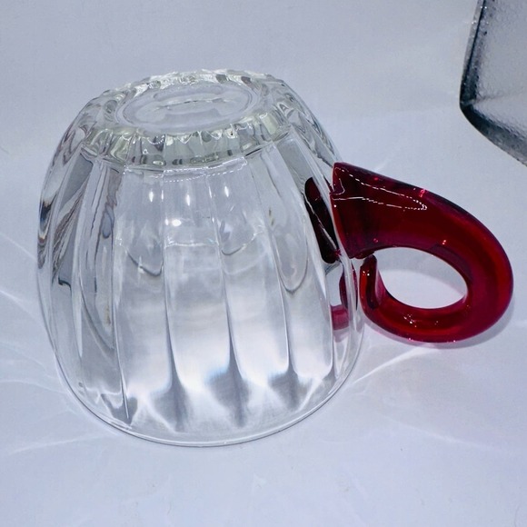 Vintage Discontinued Duncan & Miller Radiance Clear Red Handle Punch Cup Set - Picture 4 of 6
